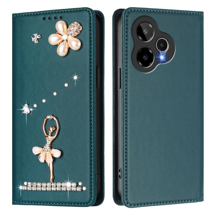For Cricket Icon Pro 2026 Ballet Girl Diamond Studded RFID Vegan Leather Phone Case