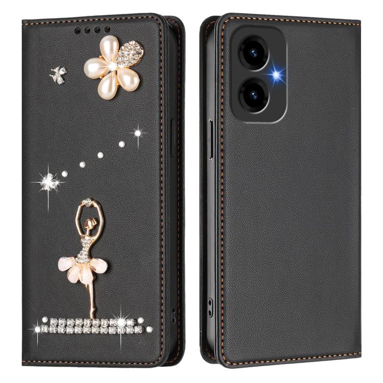 For Cricket Icon 2026 Ballet Girl Diamond Studded RFID Vegan Leather Phone Case