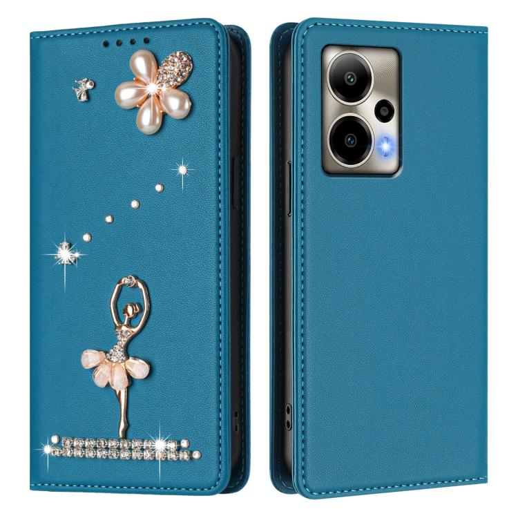 For Cricket Outlast 5G 2024 Ballet Girl Diamond Studded RFID Vegan Leather Phone Case