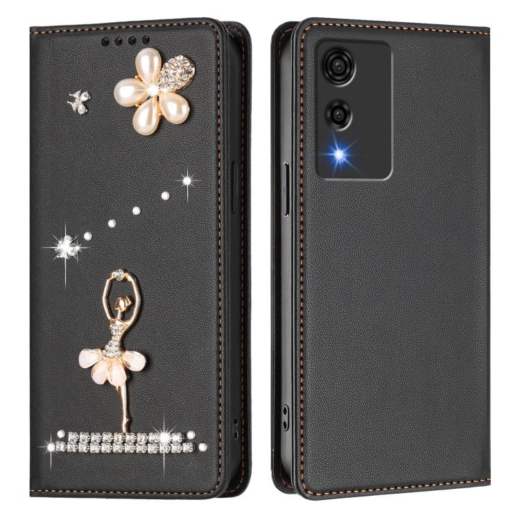 For Cubot A10 Ballet Girl Diamond Studded RFID Vegan Leather Phone Case