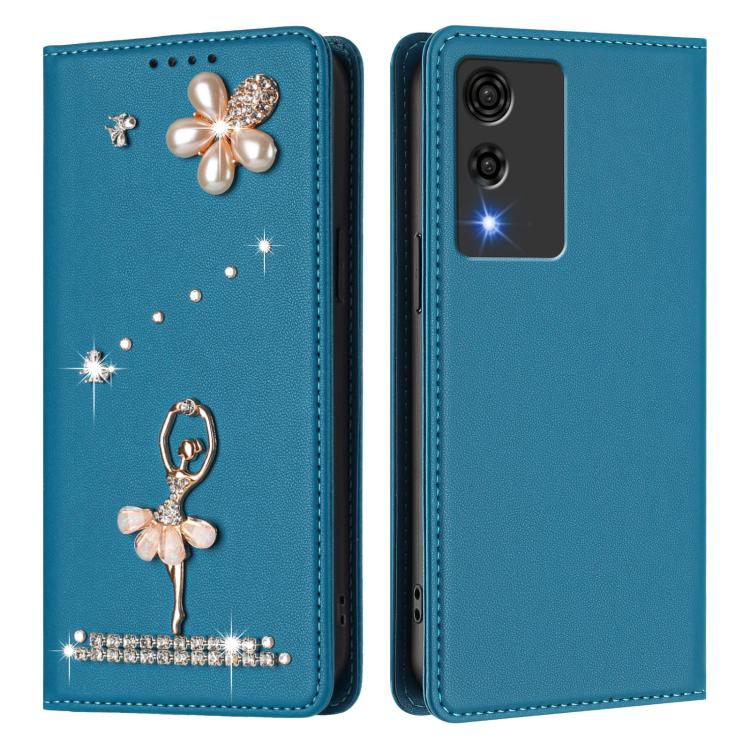 For Cubot A10 Ballet Girl Diamond Studded RFID Vegan Leather Phone Case