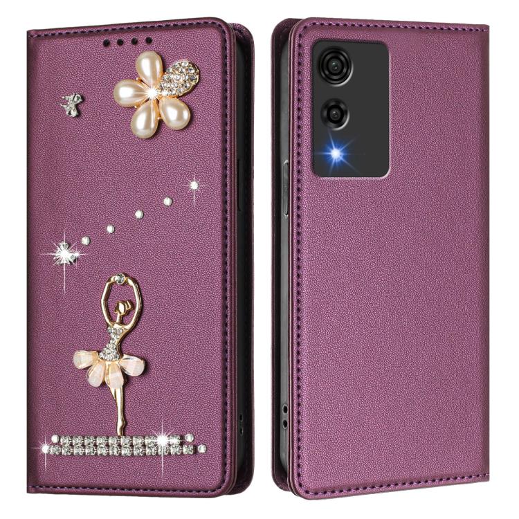 For Cubot A10 Ballet Girl Diamond Studded RFID Vegan Leather Phone Case