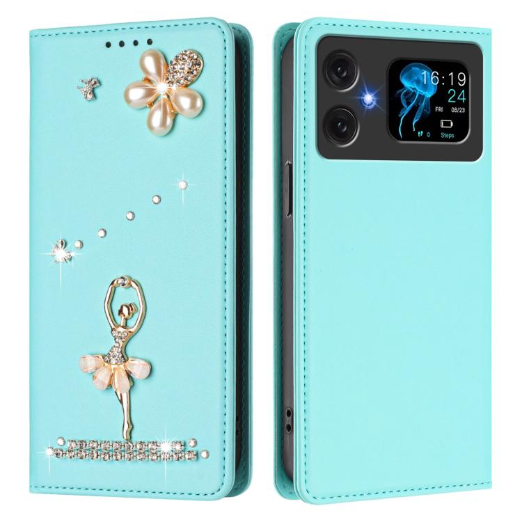 For Cubot A20 Ballet Girl Diamond Studded RFID Vegan Leather Phone Case