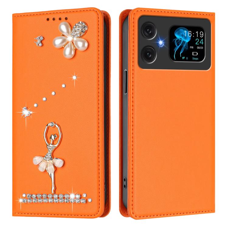 For Cubot A20 Ballet Girl Diamond Studded RFID Vegan Leather Phone Case