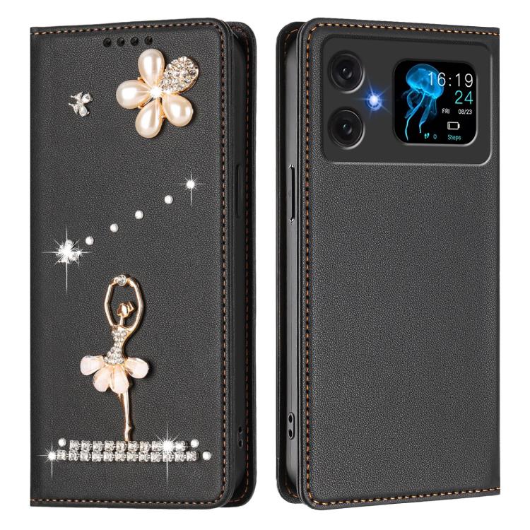 For Cubot A20 Ballet Girl Diamond Studded RFID Vegan Leather Phone Case