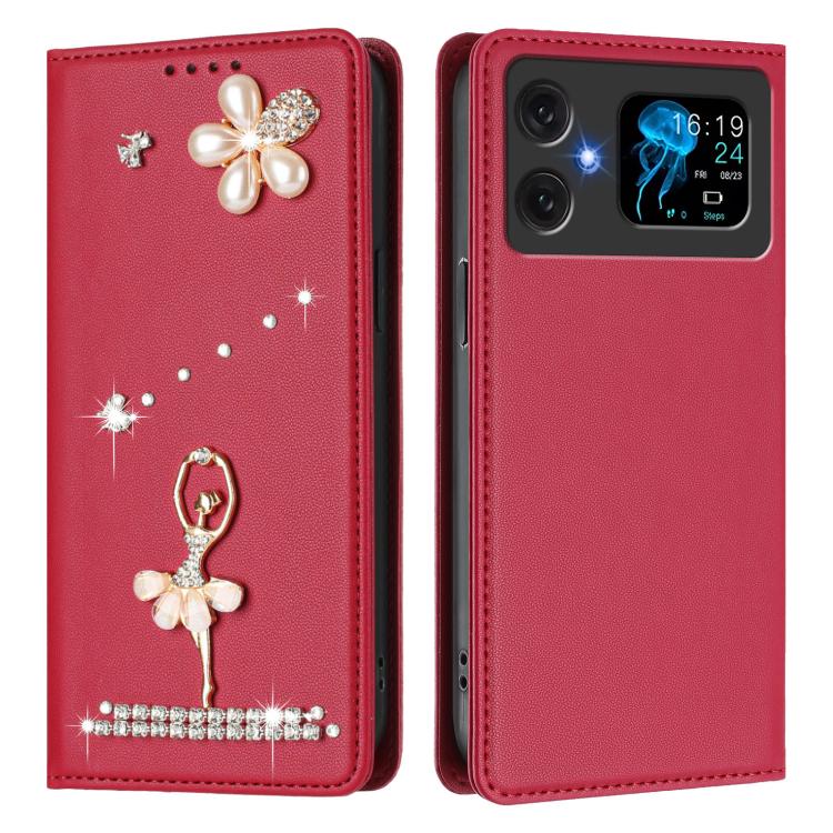 For Cubot A20 Ballet Girl Diamond Studded RFID Vegan Leather Phone Case