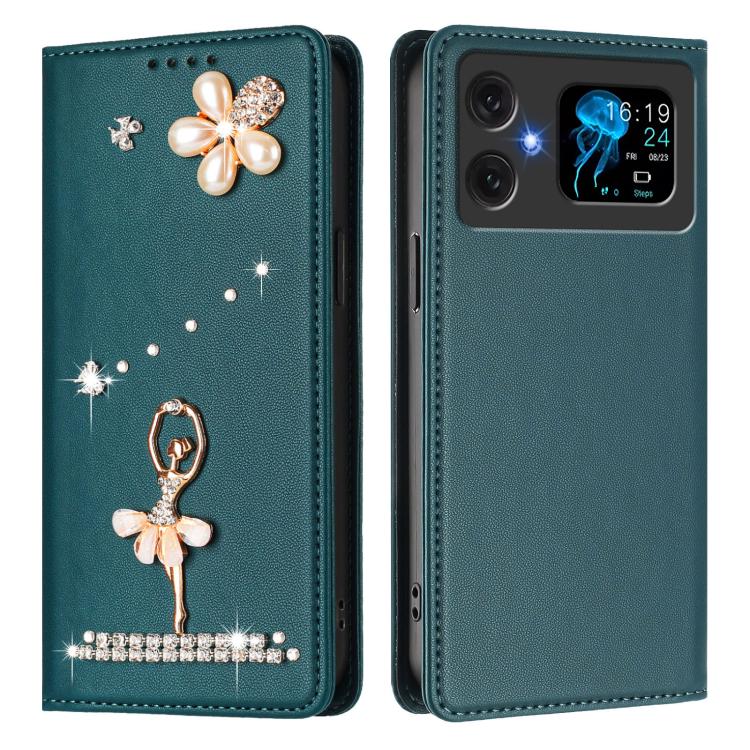 For Cubot A20 Ballet Girl Diamond Studded RFID Vegan Leather Phone Case