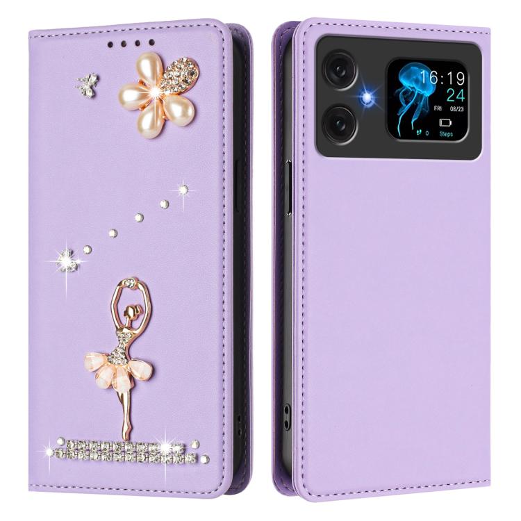 For Cubot A20 Ballet Girl Diamond Studded RFID Vegan Leather Phone Case
