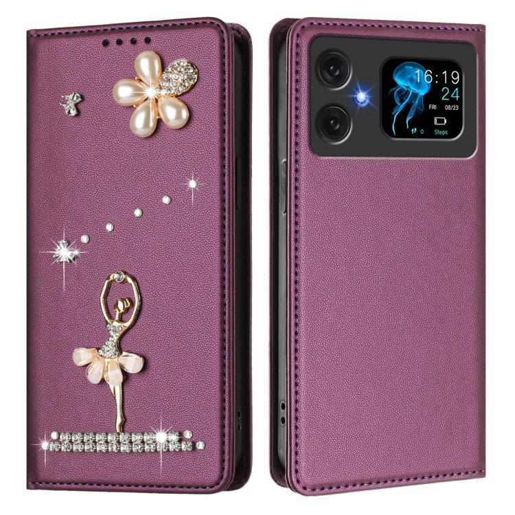 For Cubot A20 Ballet Girl Diamond Studded RFID Vegan Leather Phone Case