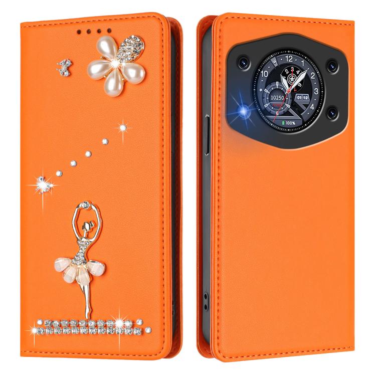 For Cubot A30 Ballet Girl Diamond Studded RFID Vegan Leather Phone Case