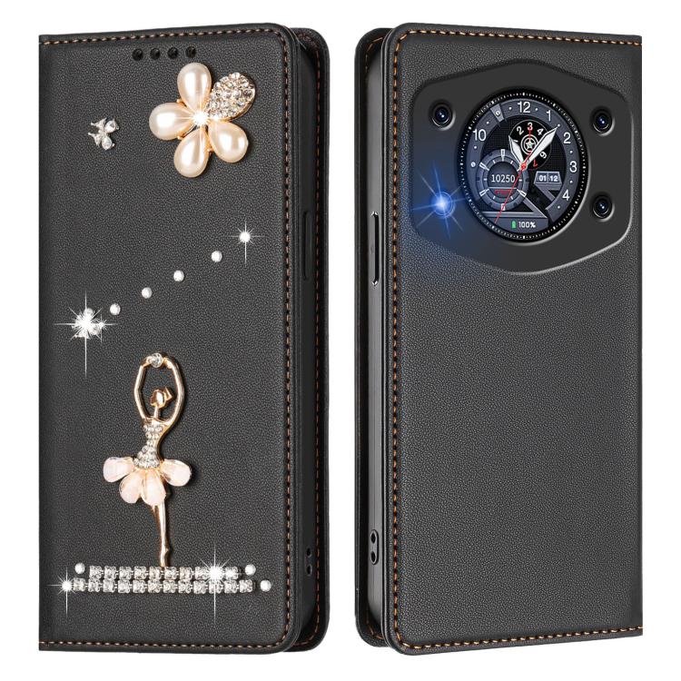 For Cubot A30 Ballet Girl Diamond Studded RFID Vegan Leather Phone Case