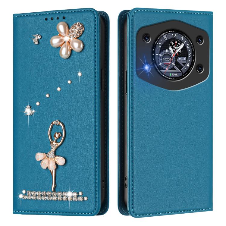 For Cubot A30 Ballet Girl Diamond Studded RFID Vegan Leather Phone Case