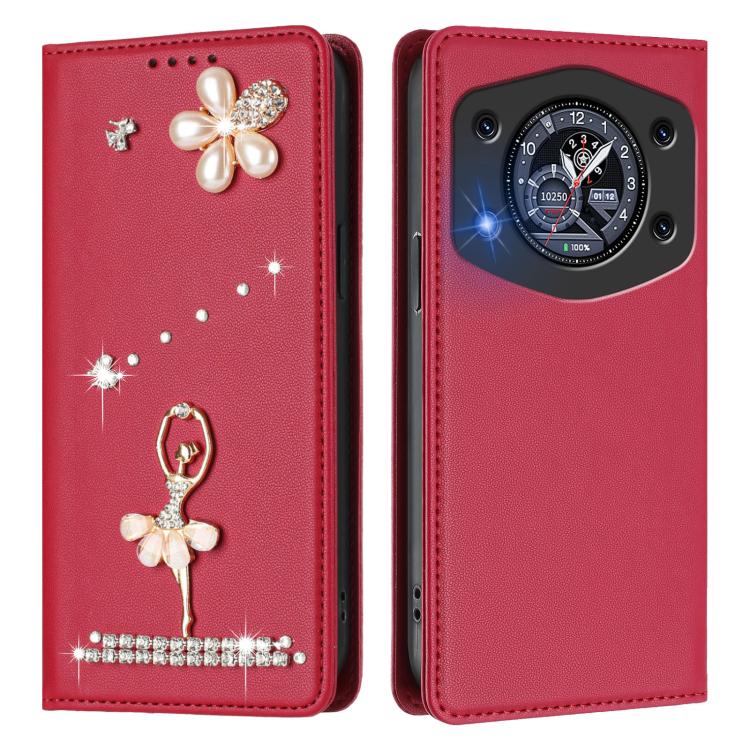 For Cubot A30 Ballet Girl Diamond Studded RFID Vegan Leather Phone Case