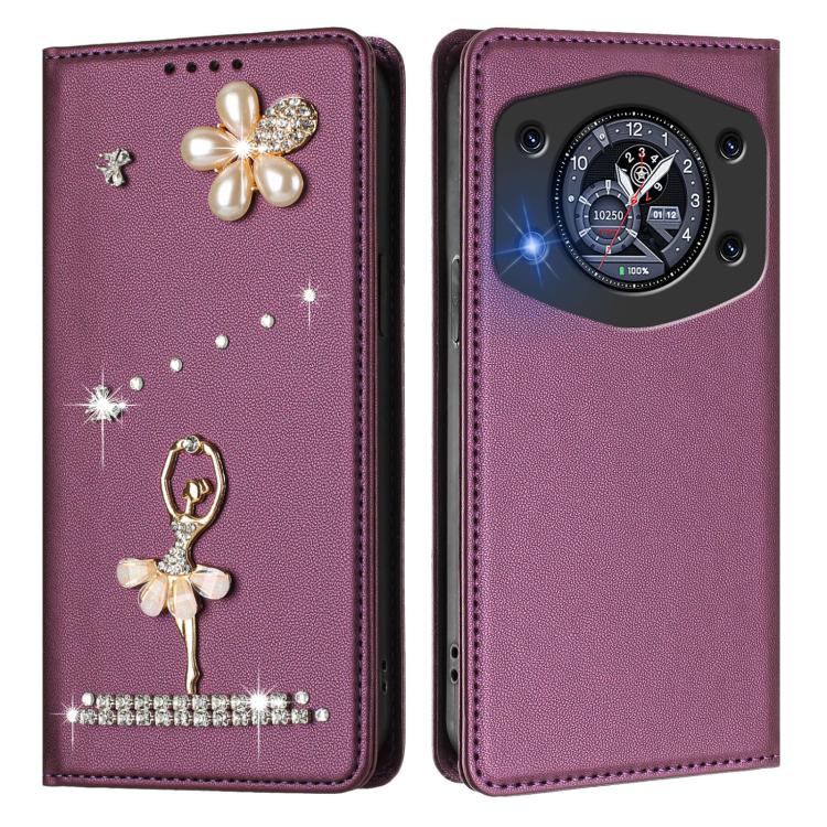 For Cubot A30 Ballet Girl Diamond Studded RFID Vegan Leather Phone Case