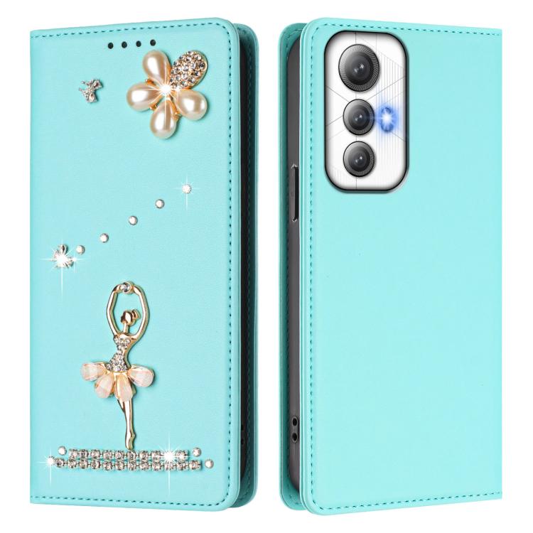 For Cubot Max 5 Ballet Girl Diamond Studded RFID Vegan Leather Phone Case
