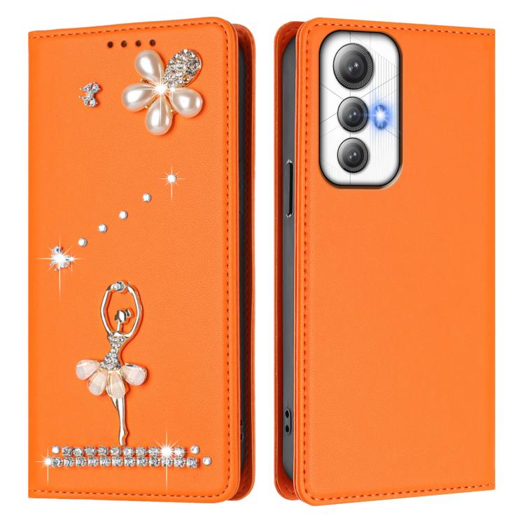 For Cubot Max 5 Ballet Girl Diamond Studded RFID Vegan Leather Phone Case