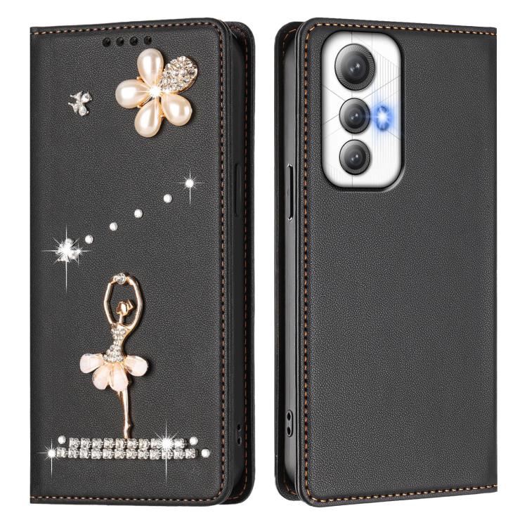 For Cubot Max 5 Ballet Girl Diamond Studded RFID Vegan Leather Phone Case