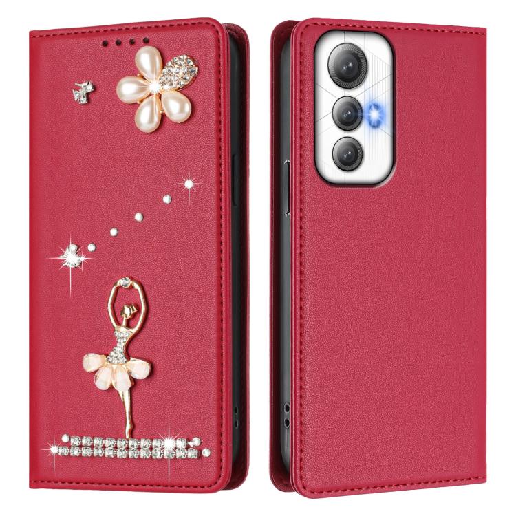 For Cubot Max 5 Ballet Girl Diamond Studded RFID Vegan Leather Phone Case