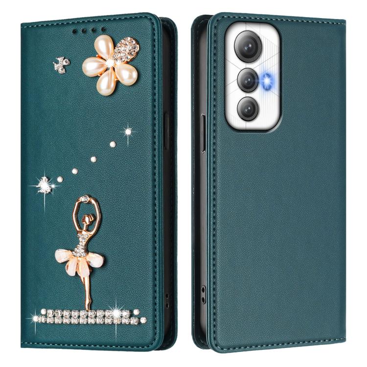For Cubot Max 5 Ballet Girl Diamond Studded RFID Vegan Leather Phone Case