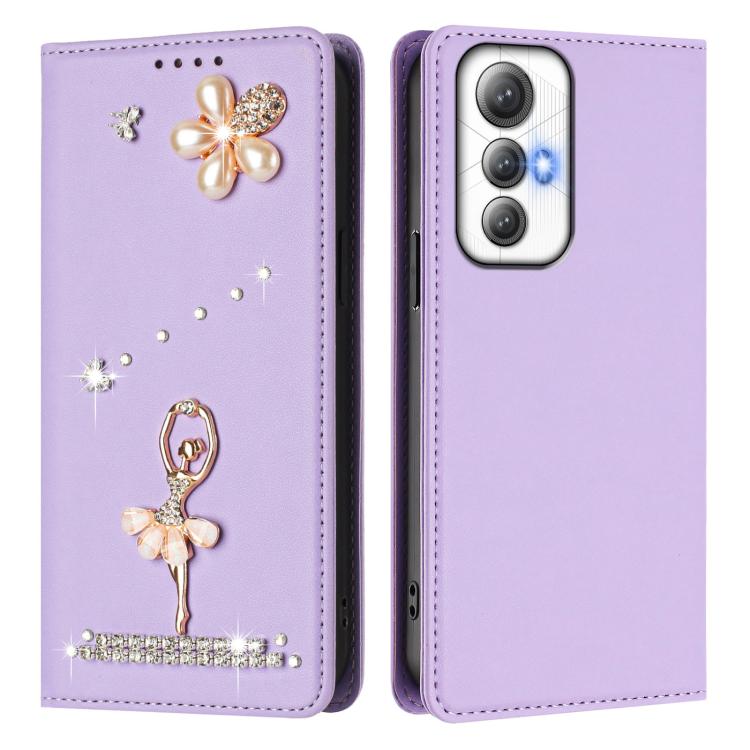 For Cubot Max 5 Ballet Girl Diamond Studded RFID Vegan Leather Phone Case