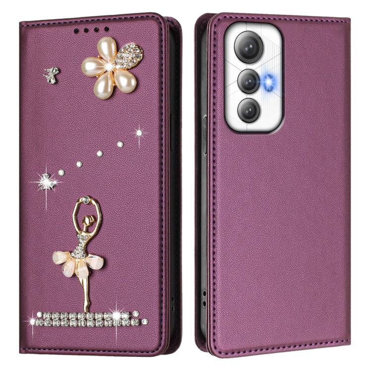 For Cubot Max 5 Ballet Girl Diamond Studded RFID Vegan Leather Phone Case