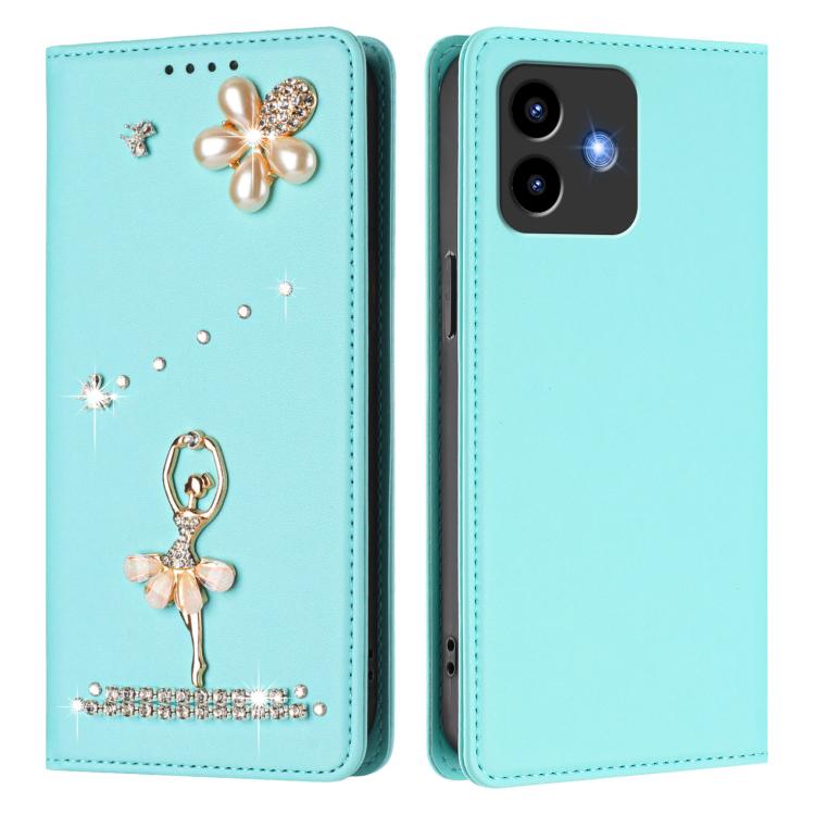 For Cubot Note 40 Ballet Girl Diamond Studded RFID Vegan Leather Phone Case