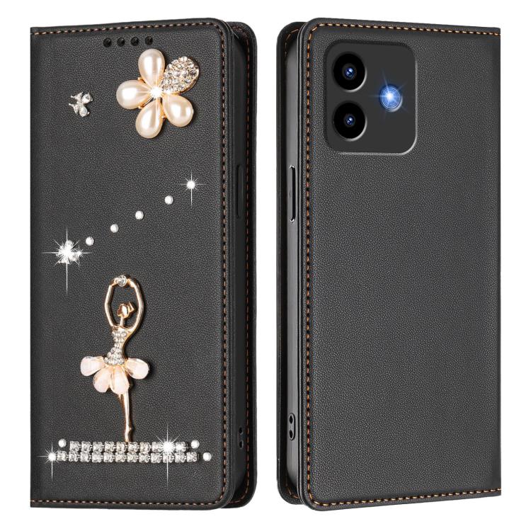 For Cubot Note 40 Ballet Girl Diamond Studded RFID Vegan Leather Phone Case