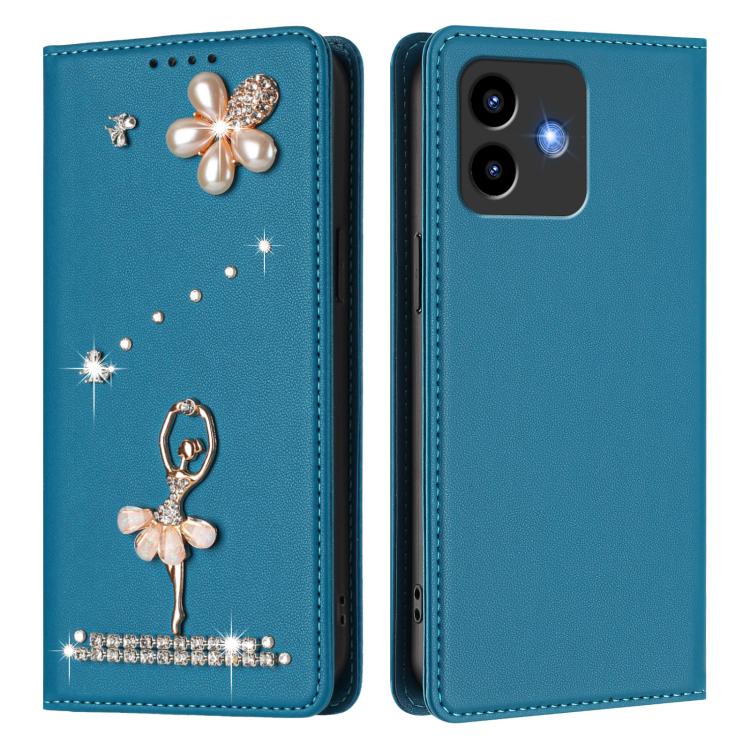 For Cubot Note 40 Ballet Girl Diamond Studded RFID Vegan Leather Phone Case