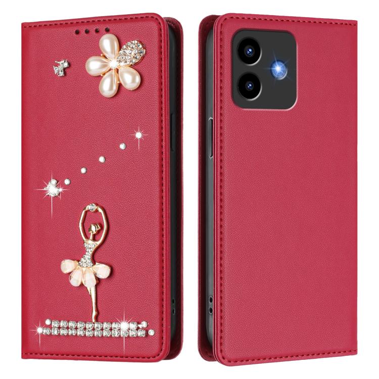 For Cubot Note 40 Ballet Girl Diamond Studded RFID Vegan Leather Phone Case