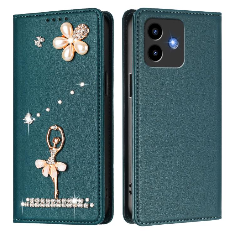 For Cubot Note 40 Ballet Girl Diamond Studded RFID Vegan Leather Phone Case