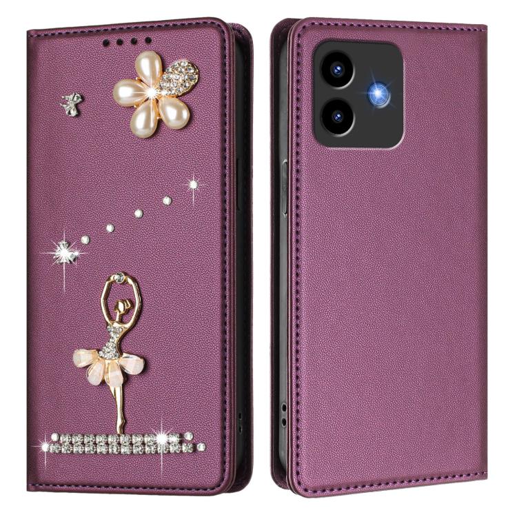 For Cubot Note 40 Ballet Girl Diamond Studded RFID Vegan Leather Phone Case
