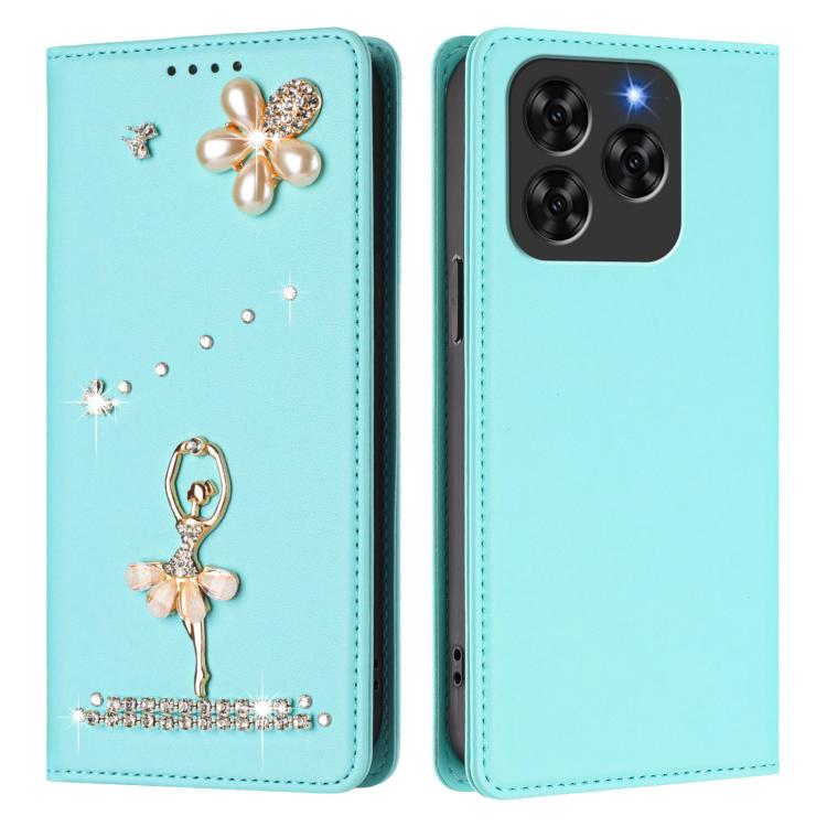 For Cubot Note 60 4G Ballet Girl Diamond Studded RFID Vegan Leather Phone Case