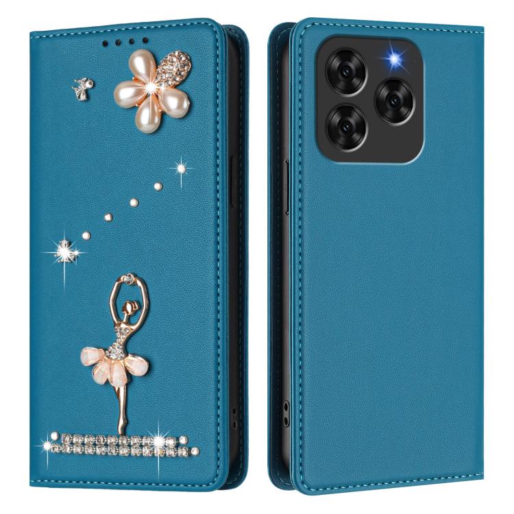For Cubot Note 60 4G Ballet Girl Diamond Studded RFID Vegan Leather Phone Case