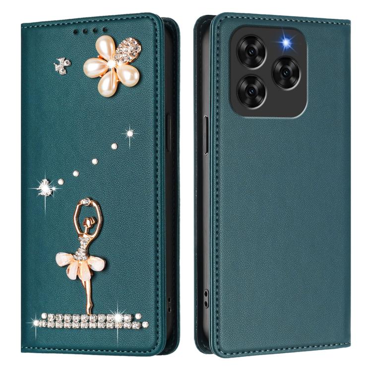 For Cubot Note 60 4G Ballet Girl Diamond Studded RFID Vegan Leather Phone Case