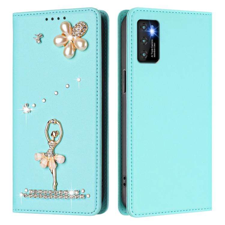 For Cubot P50 Ballet Girl Diamond Studded RFID Vegan Leather Phone Case