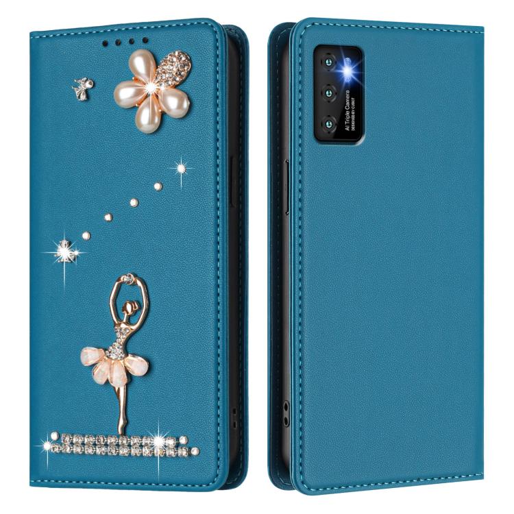 For Cubot P50 Ballet Girl Diamond Studded RFID Vegan Leather Phone Case