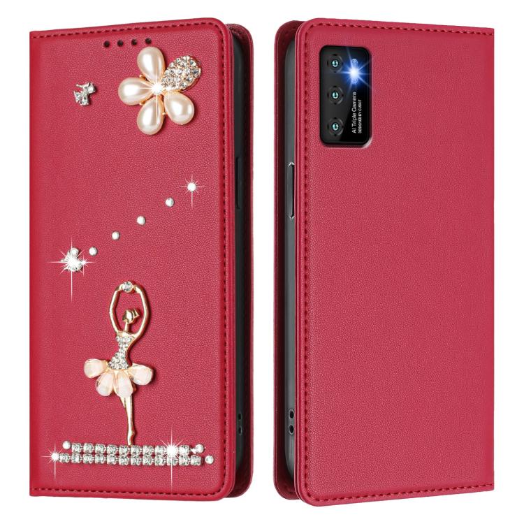 For Cubot P50 Ballet Girl Diamond Studded RFID Vegan Leather Phone Case