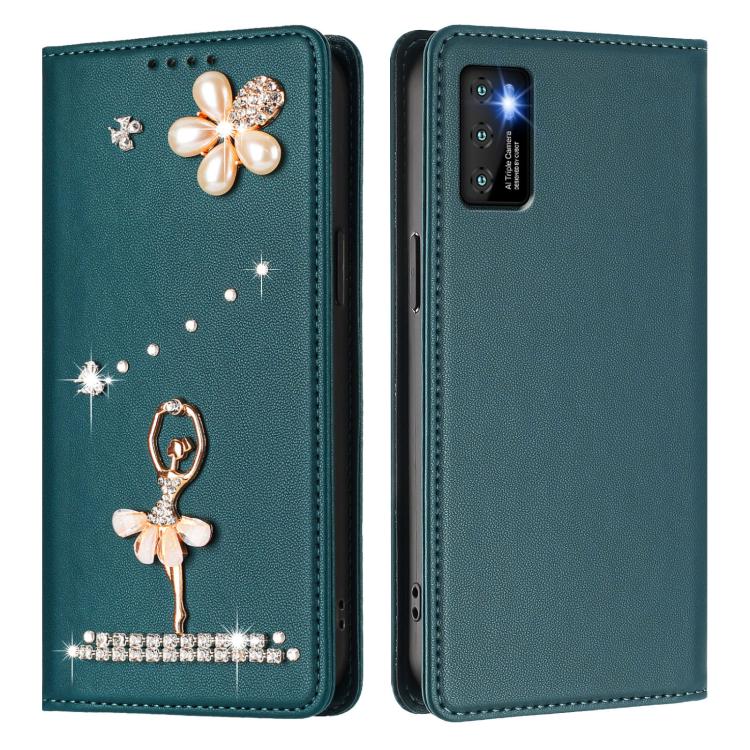For Cubot P50 Ballet Girl Diamond Studded RFID Vegan Leather Phone Case