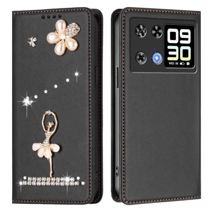 For Cubot P90 Ballet Girl Diamond Studded RFID Vegan Leather Phone Case
