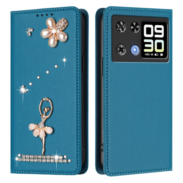 For Cubot P90 Ballet Girl Diamond Studded RFID Vegan Leather Phone Case