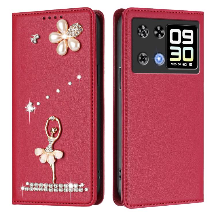 For Cubot P90 Ballet Girl Diamond Studded RFID Vegan Leather Phone Case