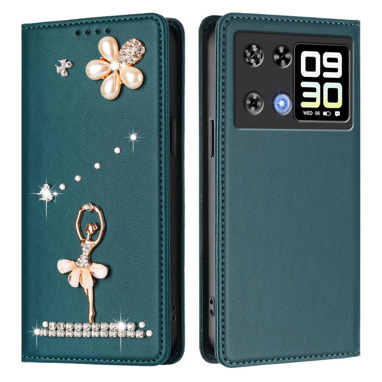 For Cubot P90 Ballet Girl Diamond Studded RFID Vegan Leather Phone Case
