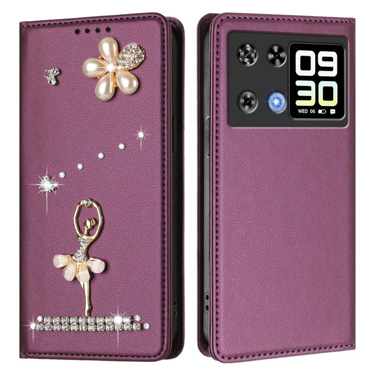 For Cubot P90 Ballet Girl Diamond Studded RFID Vegan Leather Phone Case