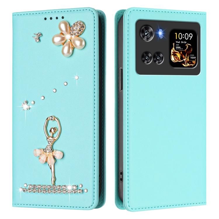 For Cubot X100 Ballet Girl Diamond Studded RFID Vegan Leather Phone Case