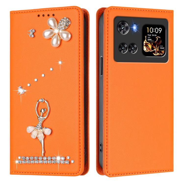 For Cubot X100 Ballet Girl Diamond Studded RFID Vegan Leather Phone Case