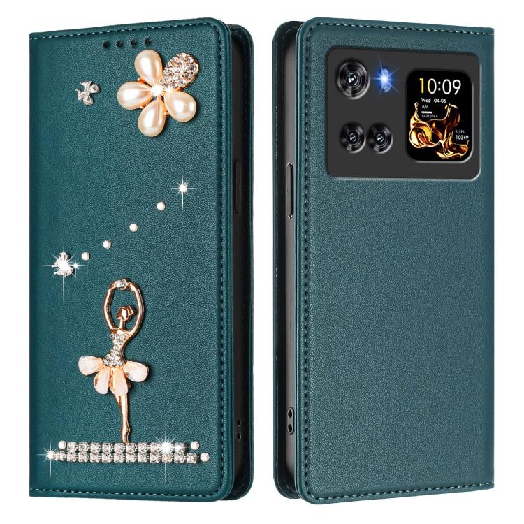 For Cubot X100 Ballet Girl Diamond Studded RFID Vegan Leather Phone Case