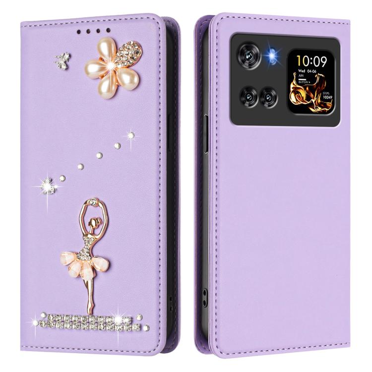 For Cubot X100 Ballet Girl Diamond Studded RFID Vegan Leather Phone Case
