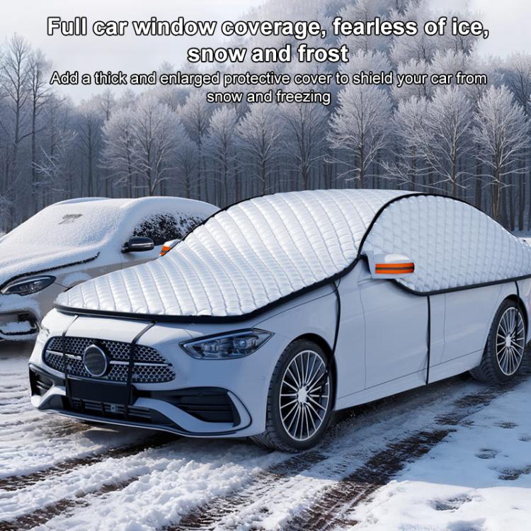 SUITU ST-4019 Car Aluminized Film Anti-Frost Snow and UV Protection Half Car Cover, Universal Hatchback - Silver Black