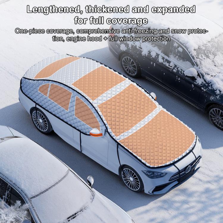 SUITU ST-4019 Car Aluminized Film Anti-Frost Snow and UV Protection Half Car Cover, Universal Thickened Sedan - Silver Black
