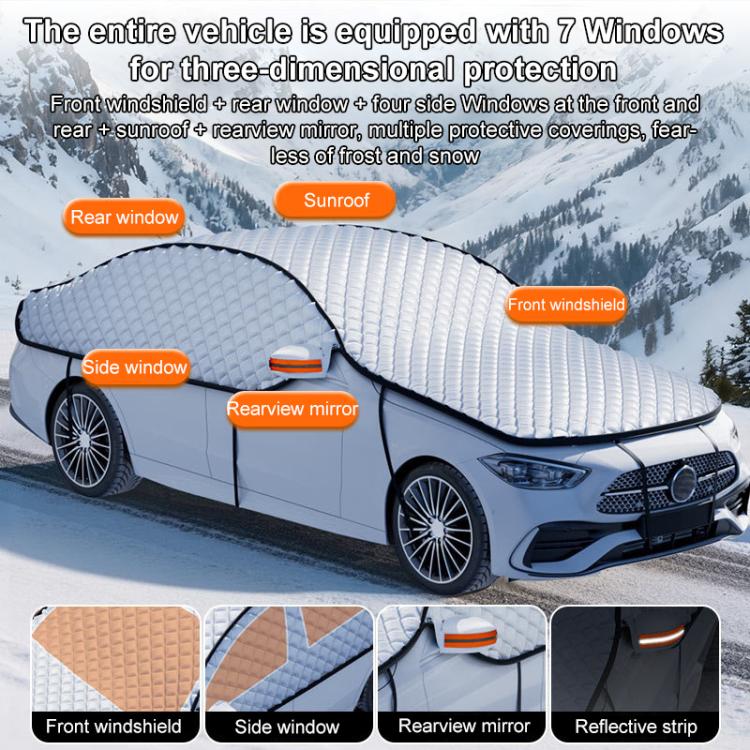 SUITU ST-4019 Car Aluminized Film Anti-Frost Snow and UV Protection Half Car Cover, Universal Sedan - Silver Black